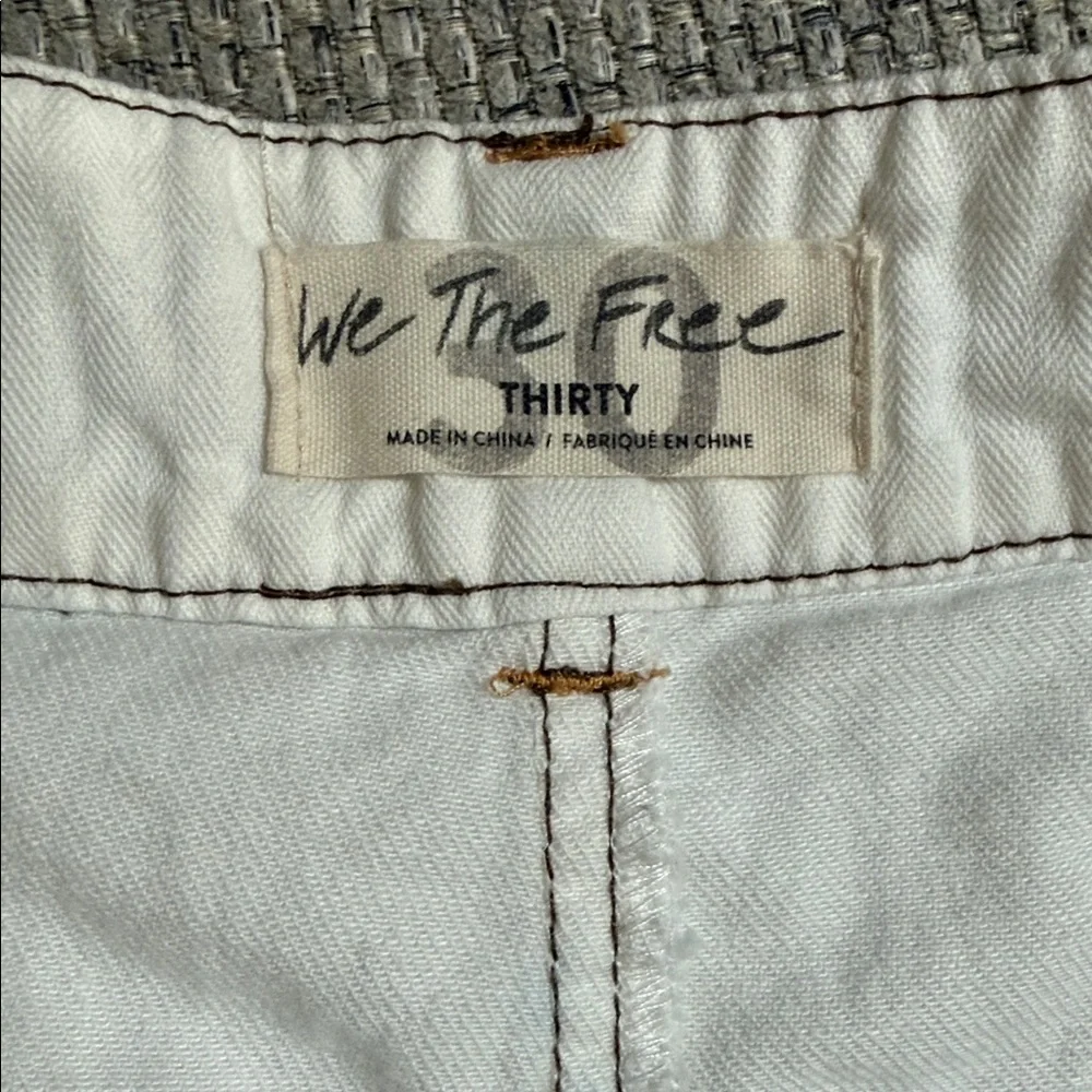 Free People We The Free Mini Skirt Distressed Patchwork Pockets Ivory sz30 - Picture 4 of 5